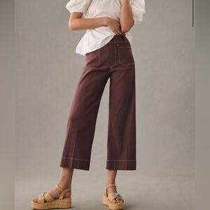 Maeve Colette Crop Pants size 27 In brown with white stitching